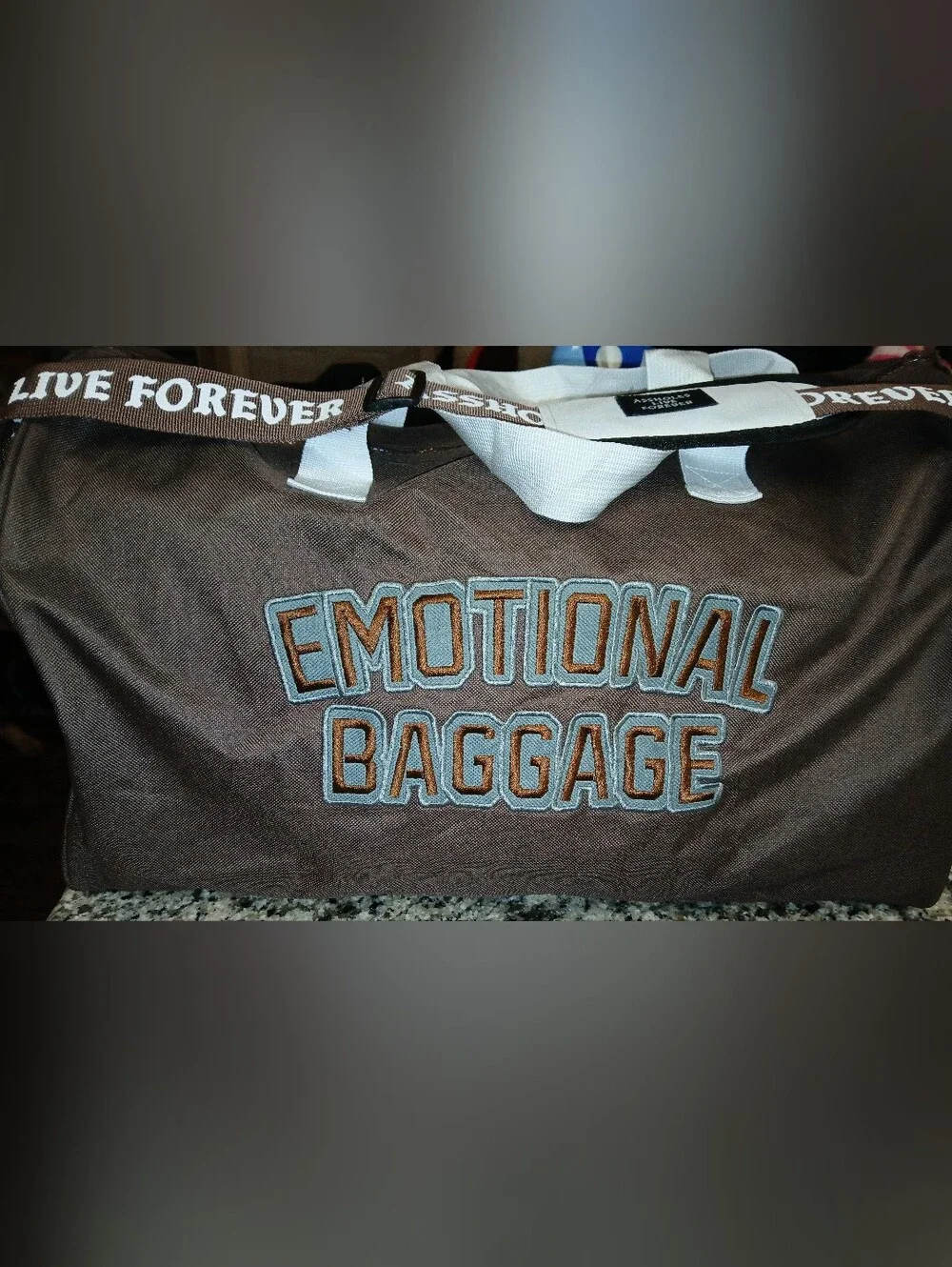 New Without Tags ASSHOLES*S LIVE FOREVER - Emotional Baggage Duffle Bag Brown